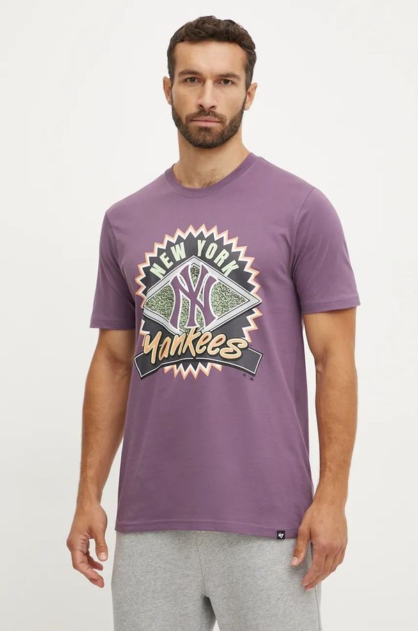 47 brand Pamučna majica 47 brand MLB New York Yankees za muškarce, boja: ljubičasta, s tiskom, BB017TEMIME634148II