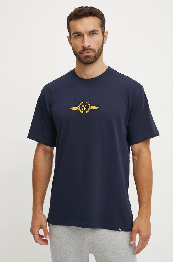 47 brand Pamučna majica 47 brand MLB New York Yankees za muškarce, boja: tamno plava, s aplikacijom, BB017TMQOGU626225FN