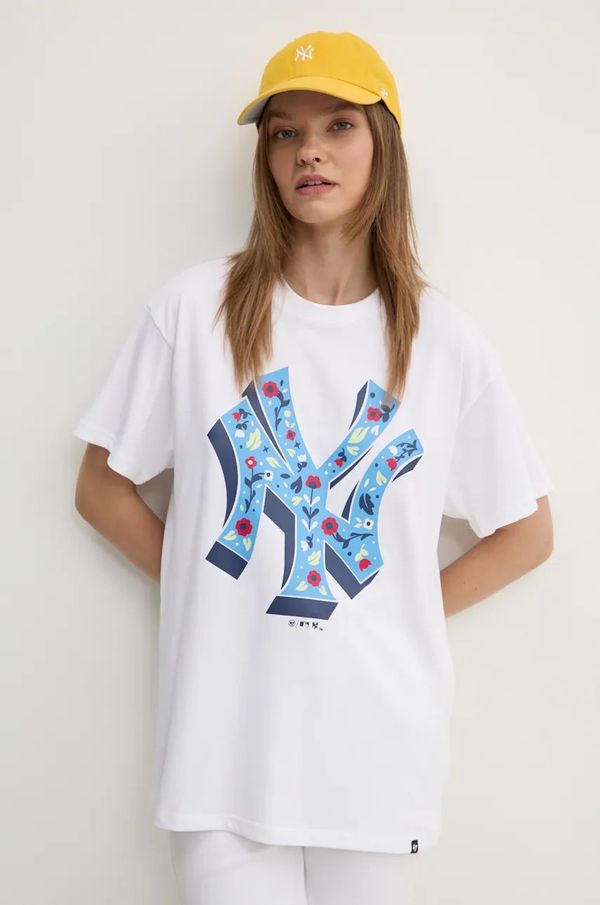 47 brand Pamučna majica 47 brand MLB New York Yankees za žene, boja: bijela, BB017TMYIHQ628083WW