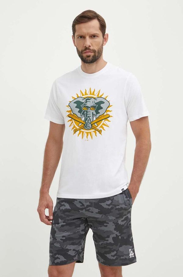47 brand Pamučna majica 47 brand MLB Oakland Athletics za muškarce, boja: bijela, s tiskom, BC018TEMECH615133WW