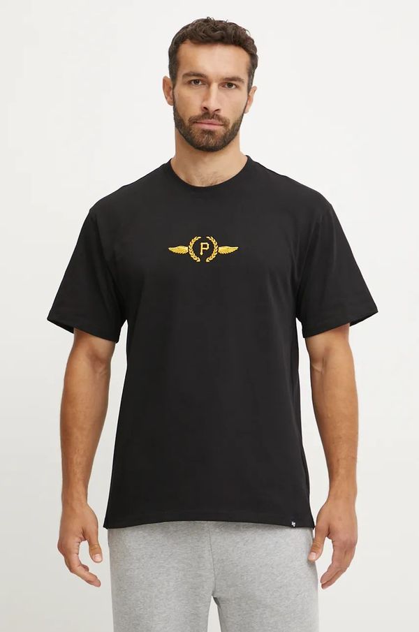 47 brand Pamučna majica 47 brand MLB Pittsburgh Pirates za muškarce, boja: crna, s aplikacijom, BB020TMQOGU627517JK