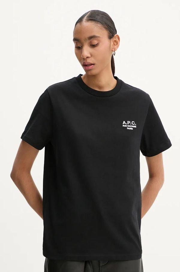 A.P.C. Pamučna majica A.P.C. standard rue madame GOTS boja: crna, s aplikacijom, COHBU.M26388