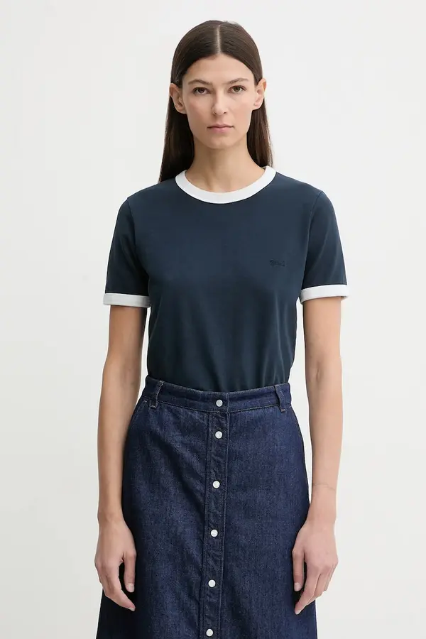 A.P.C. Pamučna majica A.P.C. T-SHIRT CROP MANCHE COURTE CONTRASTÉ