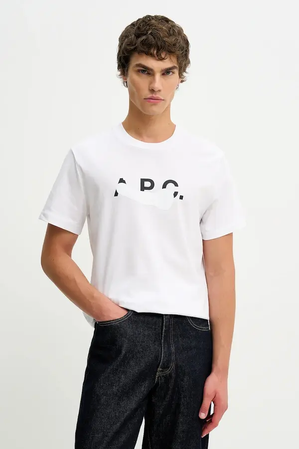 A.P.C. Pamučna majica A.P.C. T-SHIRT MANCHES COURTES TACHE BLANCHE