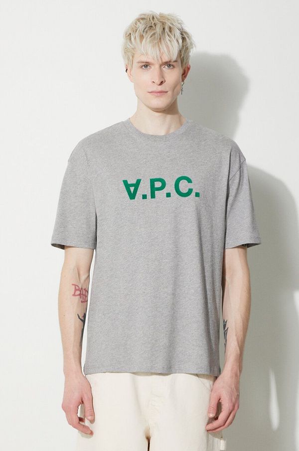 A.P.C. Pamučna majica A.P.C. T-Shirt River za muškarce, boja: siva, s tiskom, COFDW.H26324.PLB