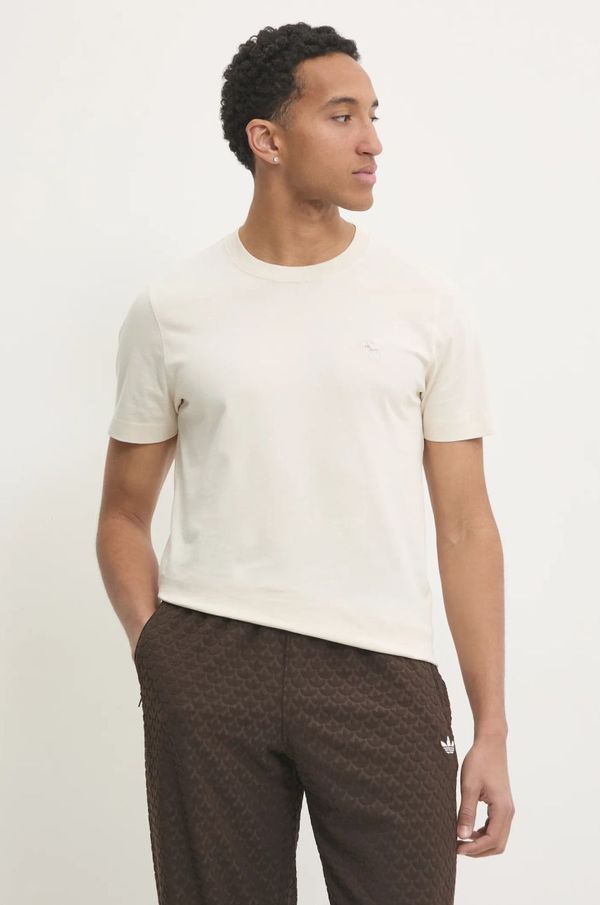 Abercrombie & Fitch Pamučna majica Abercrombie & Fitch za muškarce, boja: bež, bez uzorka, KI124-4569