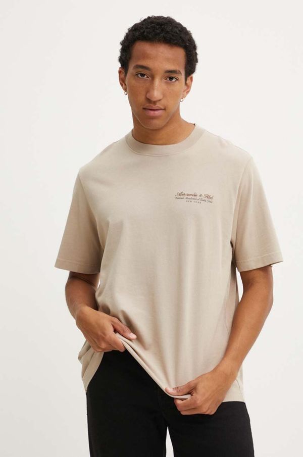 Abercrombie & Fitch Pamučna majica Abercrombie & Fitch za muškarce, boja: bež, s aplikacijom, KI123-4149