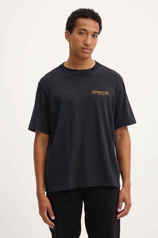 Abercrombie & Fitch Pamučna majica Abercrombie & Fitch za muškarce, boja: crna, s aplikacijom, KI123-4149