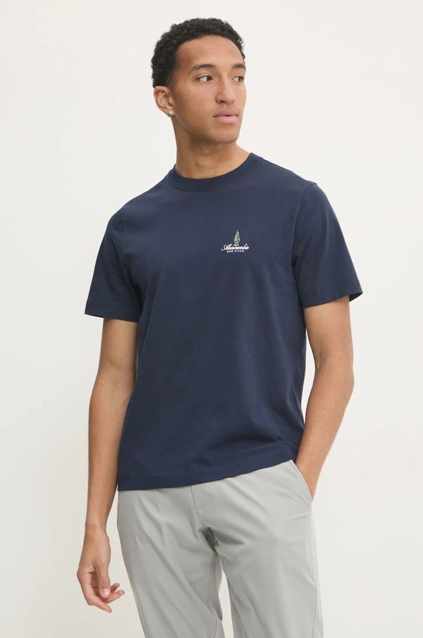 Abercrombie & Fitch Pamučna majica Abercrombie & Fitch za muškarce, boja: tamno plava, s tiskom, KI123-4189