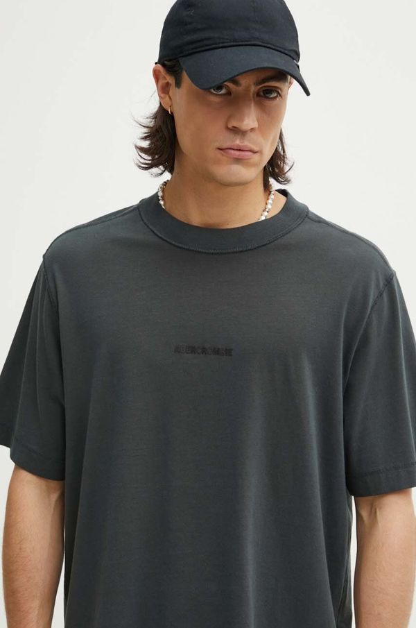 Abercrombie & Fitch Pamučna majica Abercrombie & Fitch za muškarce, boja: zelena, s tiskom, KI123-1037