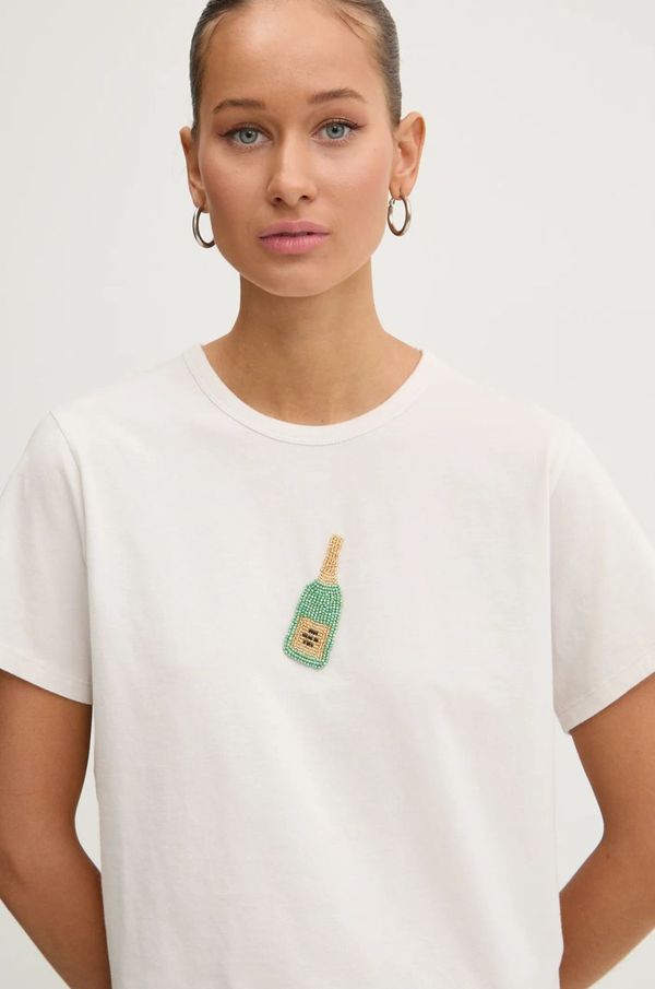 Abercrombie & Fitch Pamučna majica Abercrombie & Fitch za žene, boja: bež, KI157-4344