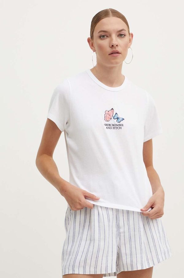 Abercrombie & Fitch Pamučna majica Abercrombie & Fitch za žene, boja: bijela