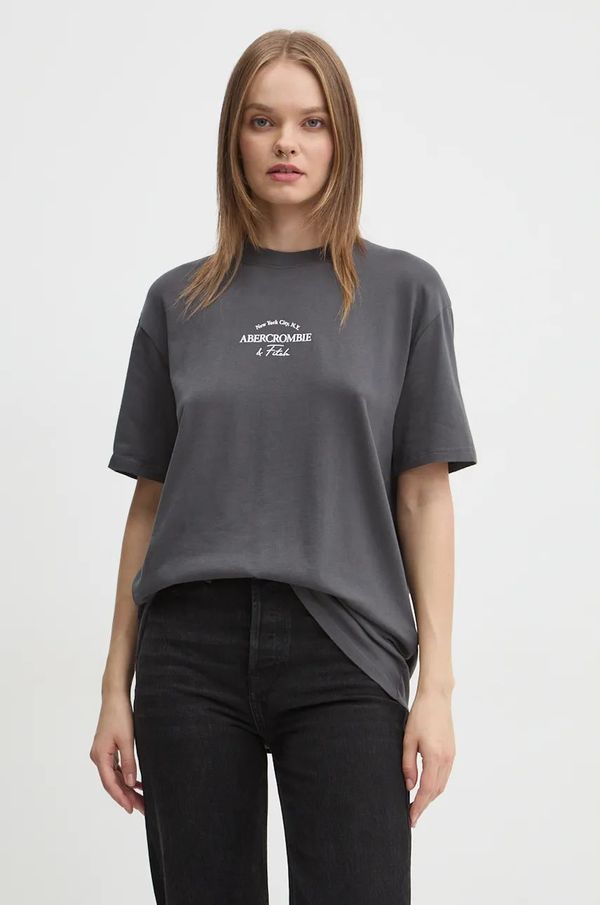 Abercrombie & Fitch Pamučna majica Abercrombie & Fitch za žene, boja: siva, KI157-1200