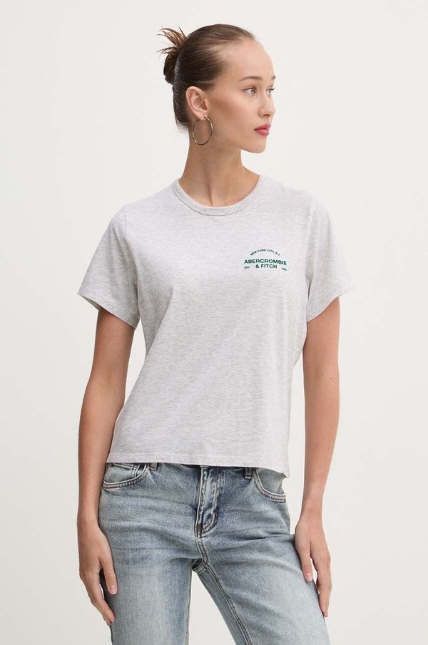 Abercrombie & Fitch Pamučna majica Abercrombie & Fitch za žene, boja: siva, KI157-4307
