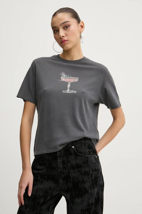 Abercrombie & Fitch Pamučna majica Abercrombie & Fitch za žene, boja: siva, KI157-4332