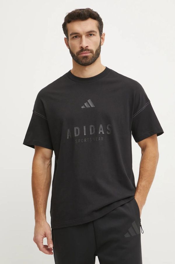 adidas Pamučna majica adidas ALL SZN Graphic za muškarce, boja: crna, s tiskom, JJ3658