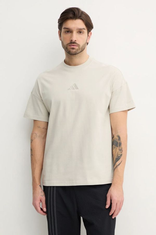 adidas Pamučna majica adidas ALL SZN za muškarce, boja: bež, s aplikacijom, JI6403