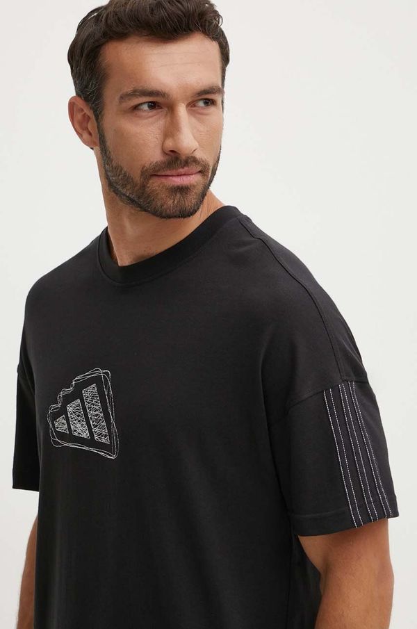 adidas Pamučna majica adidas All SZN za muškarce, boja: crna, s aplikacijom, IX1255