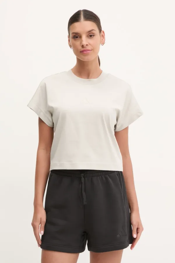 adidas Pamučna majica adidas ALL SZN za žene, boja: bež, JJ1241