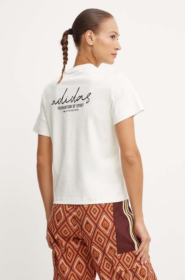 adidas Pamučna majica adidas Brand Love za žene, boja: bež, IX3763