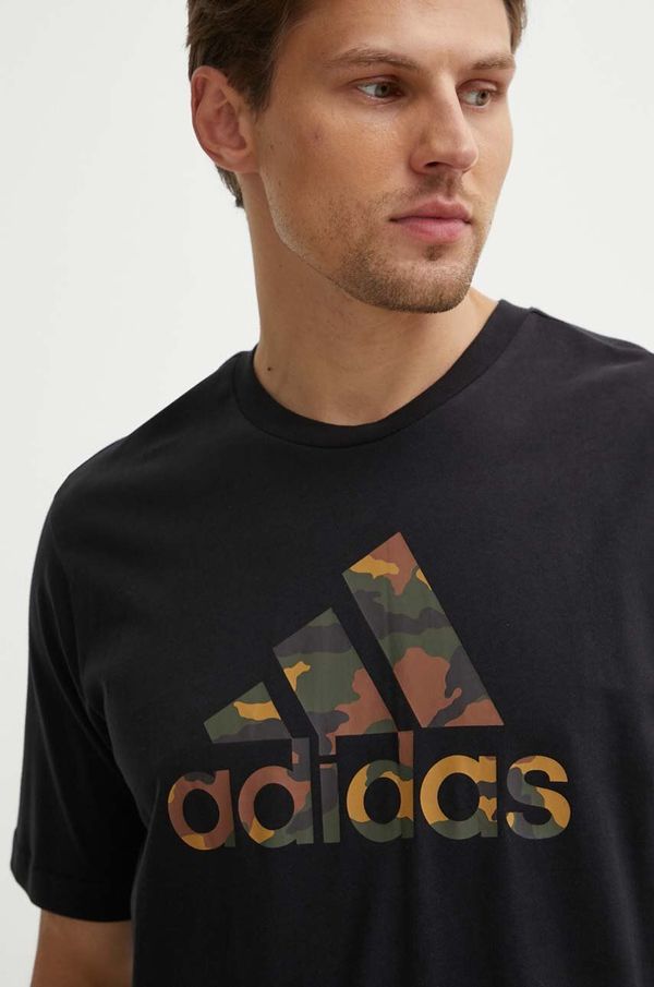 adidas Pamučna majica adidas Camo za muškarce, boja: crna, s tiskom, IW2671