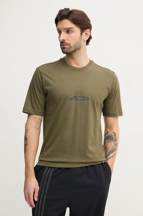 adidas Pamučna majica adidas Camo za muškarce, boja: zelena, s tiskom, JN1405