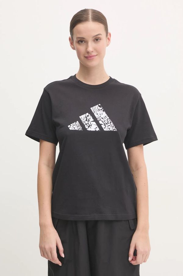 adidas Pamučna majica adidas Camo za žene, boja: crna, JJ4110