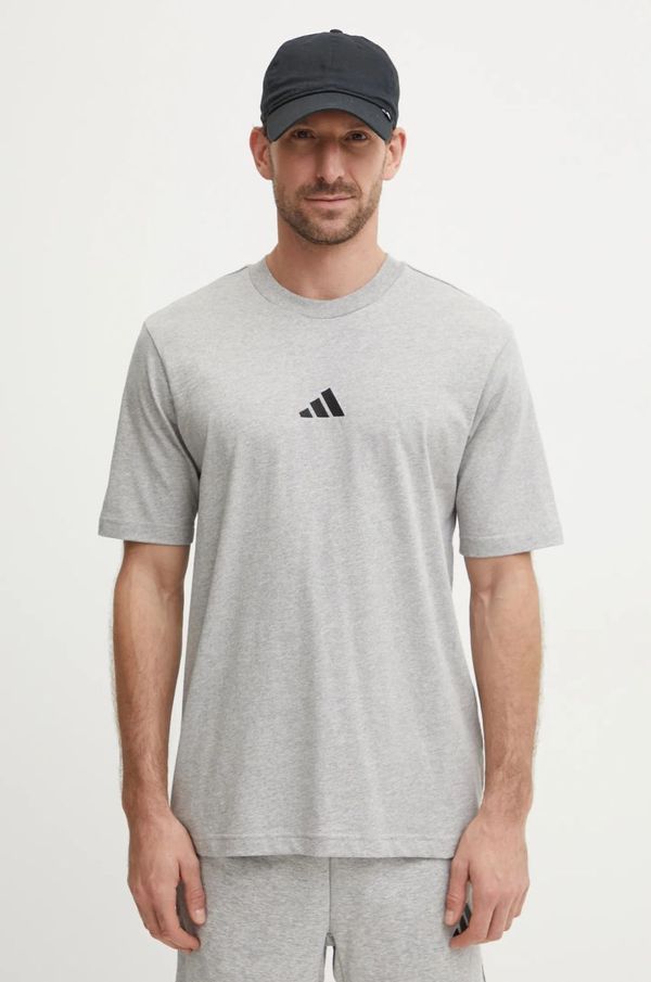 adidas Pamučna majica adidas Essential za muškarce, boja: siva, melanž, JF1091