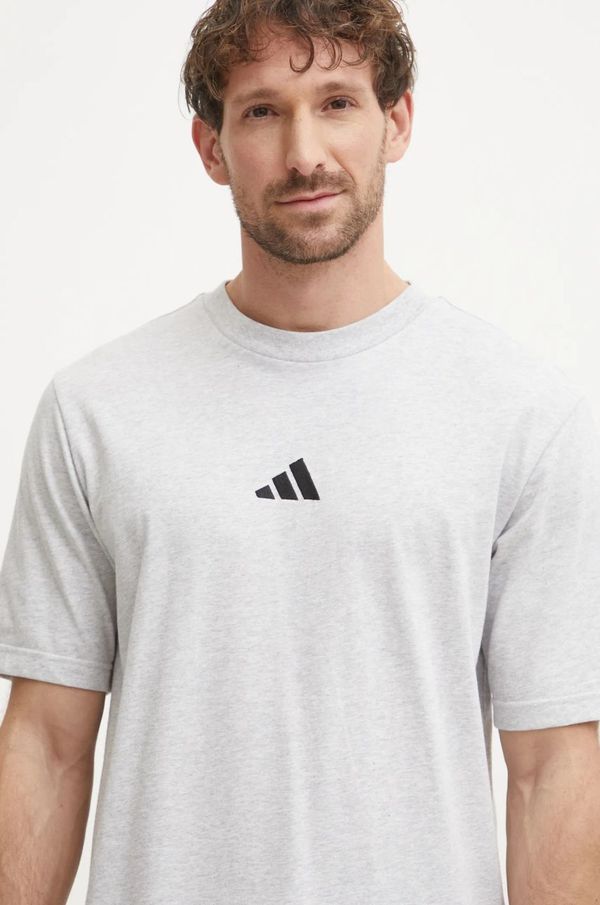 adidas Pamučna majica adidas Essential za muškarce, boja: siva, melanž, JF1100