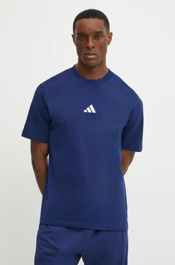 adidas Pamučna majica adidas Essential za muškarce, boja: tamno plava, s aplikacijom, JF1093