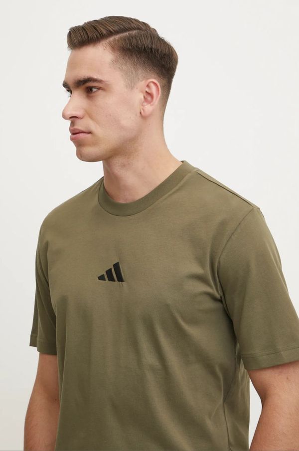 adidas Pamučna majica adidas Essential za muškarce, boja: zelena, bez uzorka, JF1097