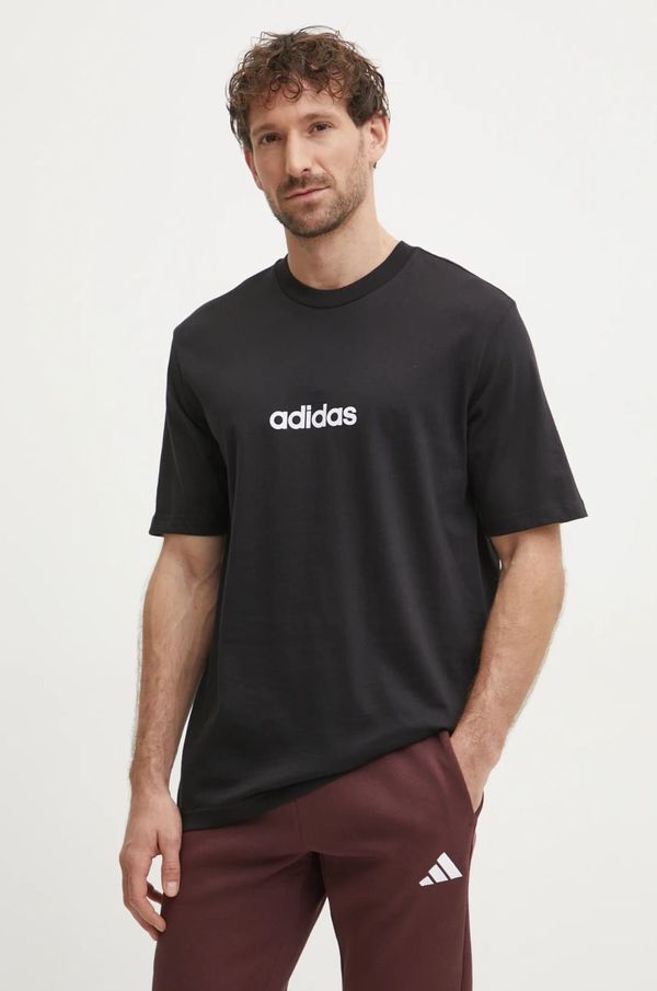 adidas Pamučna majica adidas Essentials Linear za muškarce, boja: crna, s tiskom, JE8993