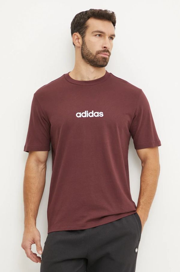 adidas Pamučna majica adidas Essentials Linear za muškarce, boja: crvena, s tiskom, JE8998