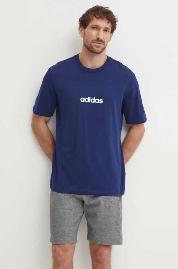 adidas Pamučna majica adidas Essentials Linear za muškarce, boja: tamno plava, s tiskom, JE8999