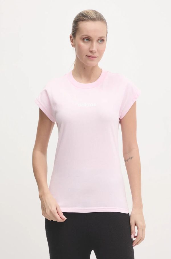 adidas Pamučna majica adidas Essentials Linear za žene, boja: ružičasta, JG8659