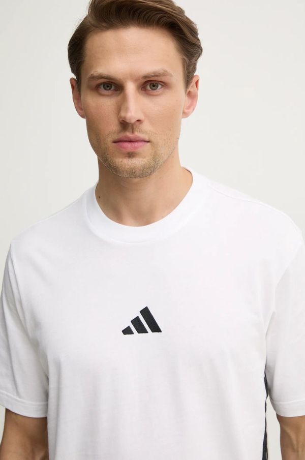 adidas Pamučna majica adidas Essentials za muškarce, boja: bijela, s aplikacijom, JE6388