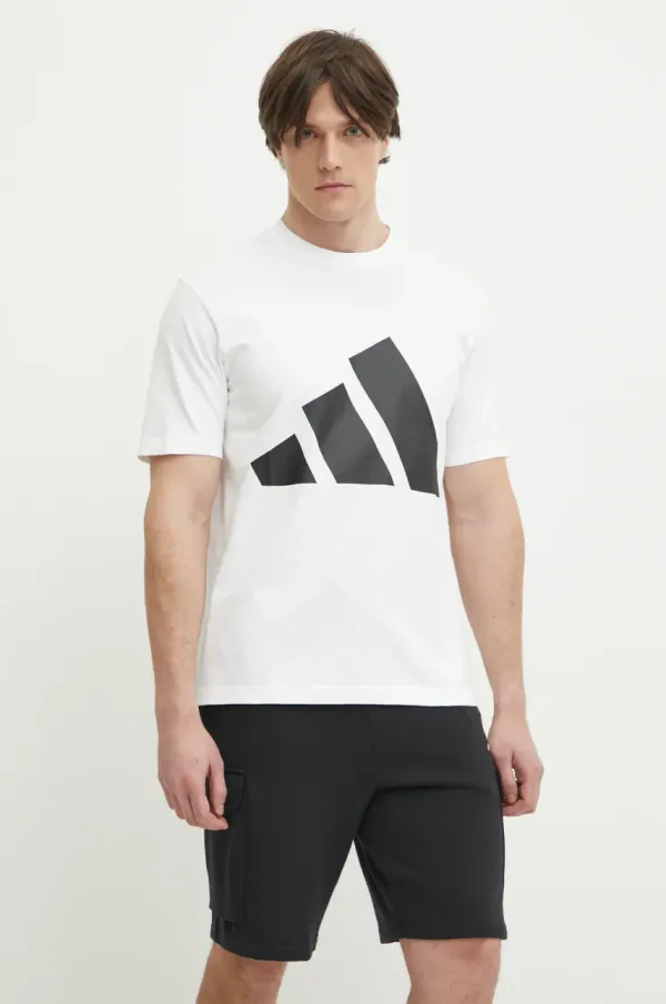 adidas Pamučna majica adidas Essentials za muškarce, boja: bijela, s tiskom, JE8943