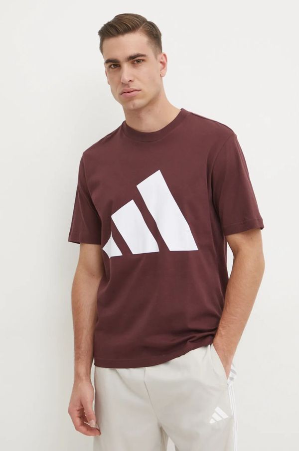 adidas Pamučna majica adidas Essentials za muškarce, boja: bordo, s tiskom, JE8939
