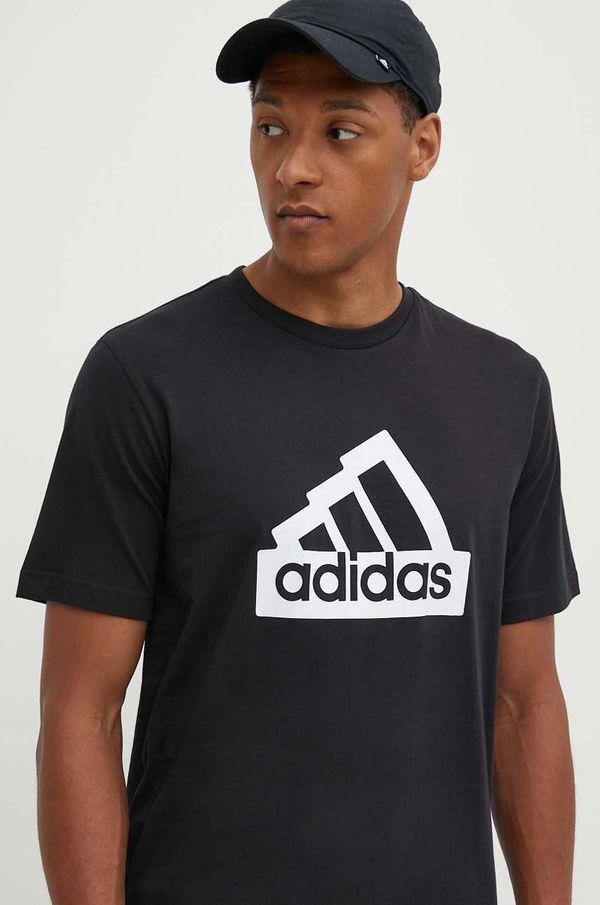 adidas Pamučna majica adidas Essentials za muškarce, boja: crna, s tiskom, IW2702