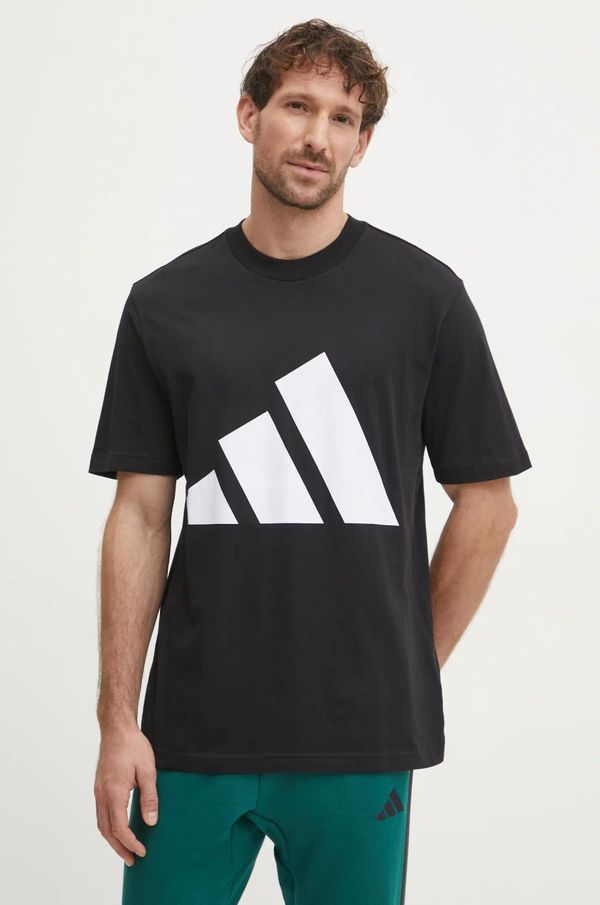 adidas Pamučna majica adidas Essentials za muškarce, boja: crna, s tiskom, JE8945