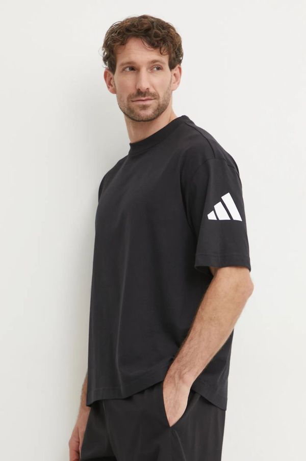 adidas Pamučna majica adidas Essentials za muškarce, boja: crna, s tiskom, JF3615