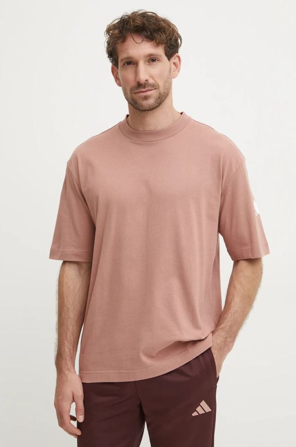 adidas Pamučna majica adidas Essentials za muškarce, boja: narančasta, s tiskom, JF3620