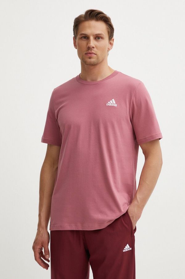 adidas Pamučna majica adidas Essentials za muškarce, boja: ružičasta, bez uzorka, IX0120