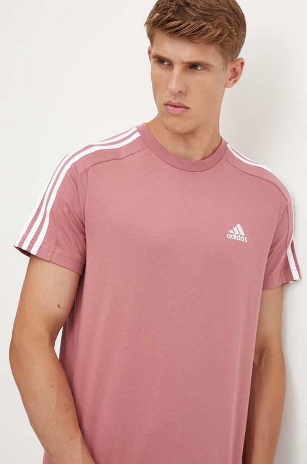 adidas Pamučna majica adidas Essentials za muškarce, boja: ružičasta, s aplikacijom, IX0157