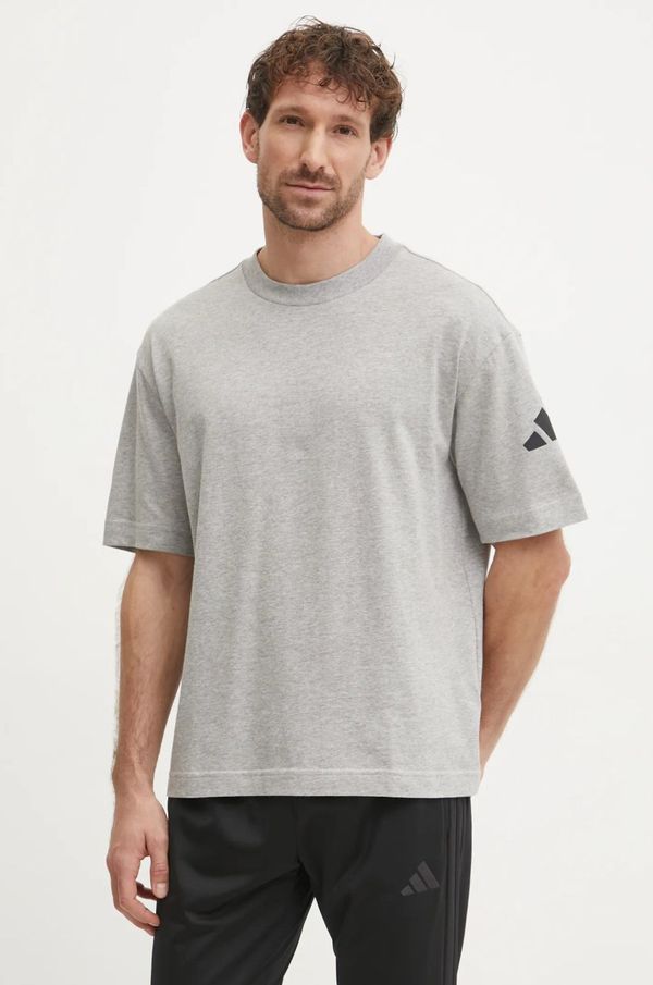 adidas Pamučna majica adidas Essentials za muškarce, boja: siva, s tiskom, JF3618