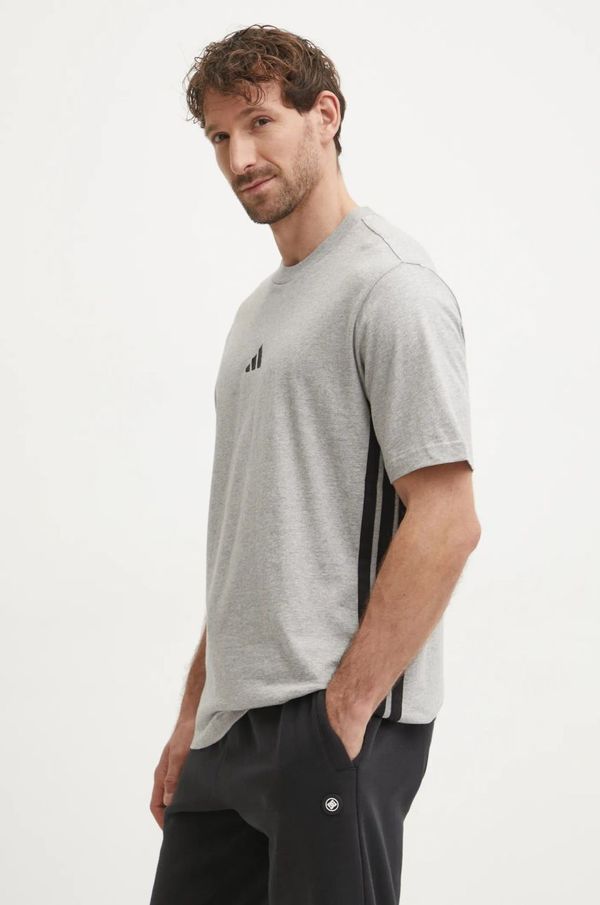 adidas Pamučna majica adidas Essentials za muškarce, boja: siva, s uzorkom, JE6396
