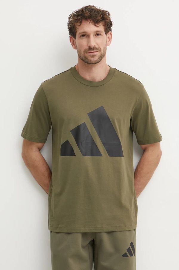 adidas Pamučna majica adidas Essentials za muškarce, boja: zelena, s tiskom, JE8931