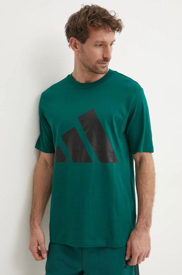adidas Pamučna majica adidas Essentials za muškarce, boja: zelena, s tiskom, JE8932