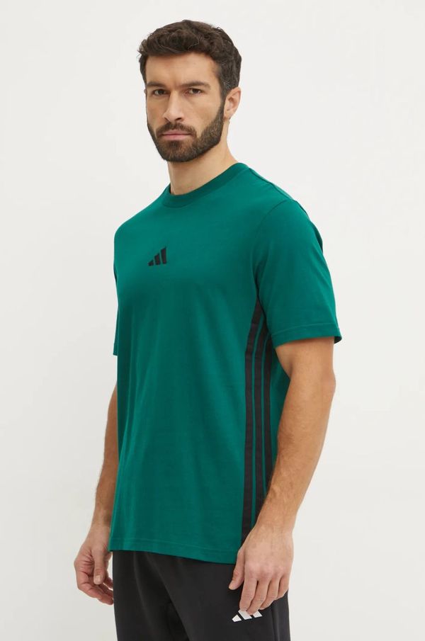 adidas Pamučna majica adidas Essentials za muškarce, boja: zelena, s uzorkom, JD1905