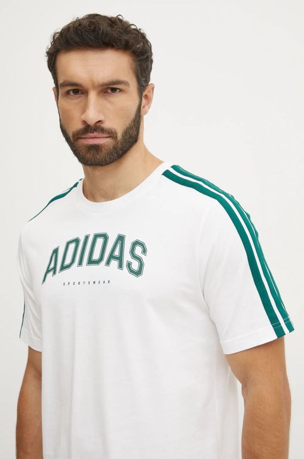 adidas Pamučna majica adidas M C COLLE Collegiate za muškarce, boja: bež, s uzorkom, JJ3868